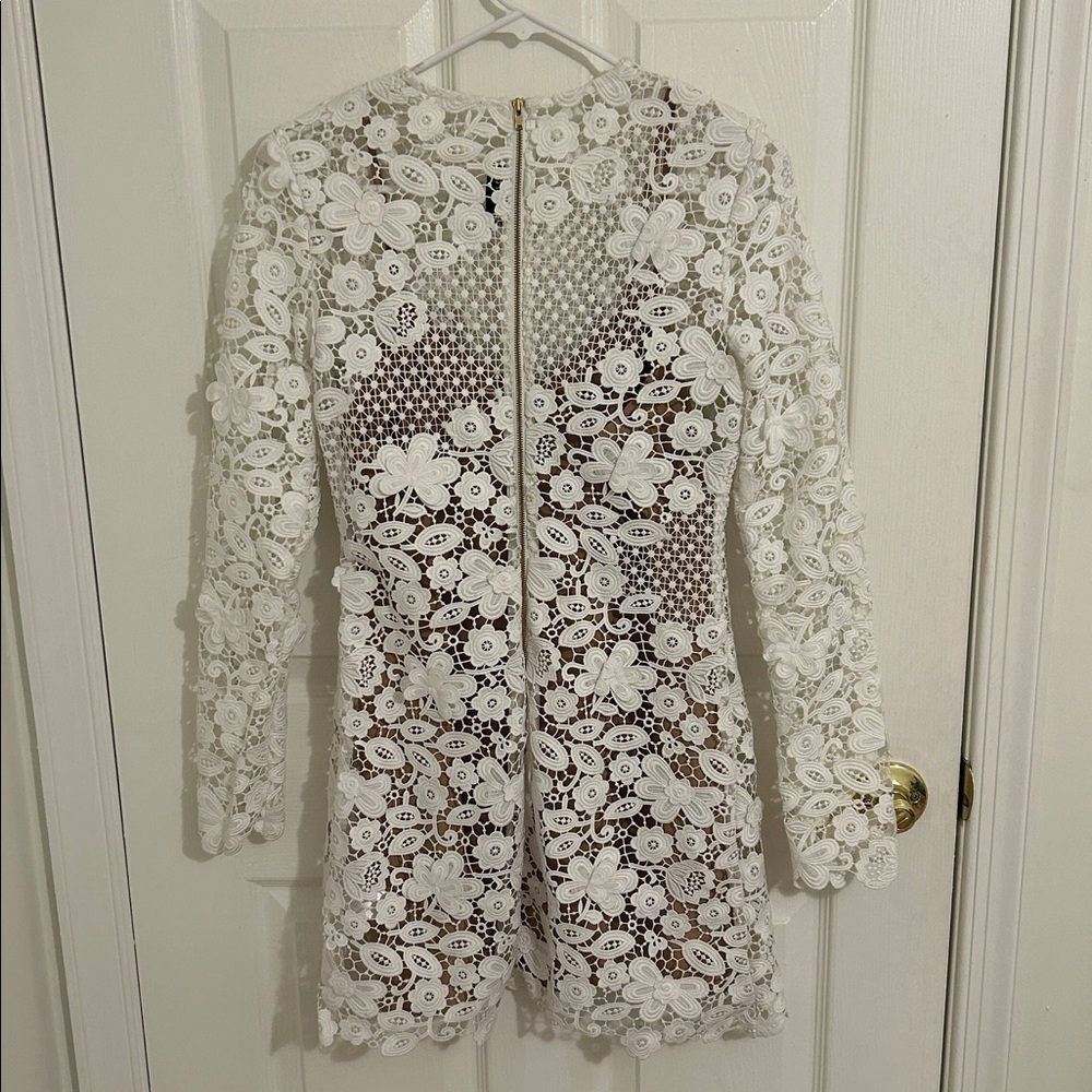 Self-Portrait 3D White Floral Guipure Lace Mini Dress New Size 4 - Picture 10 of 15